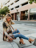 Elegant Women's Knit Cardigan with Stripes and Tassels, Long Sleeve, V-Neck, Polyester, No Bra Pad, All-Season Sweater