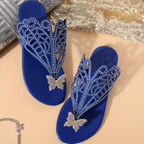 Purpdrank [Summer Rhinestone Butterfly Sandals] Women's Rhinestone Butterfly Decor Slide Sandals, Fashion Clip Toe Summer Shoes, Lightweight Slide Sandals