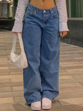 Purpdrank Chic Womens High Waist Wide Leg Denim Pants - Casual, Baggy & Y2K Inspired - Comfortable, Fashion-Forward Style - Premium Jeans for Trendy Girls