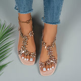 Purpdrank Womens Sparkling Rhinestone Butterfly Flat Sandals - Fashionable Open Toe Summer Shoes with Comfortable Elastic Bands - Ideal for Casual Everyday Wear