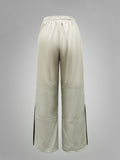 Wide Leg Cargo Pants with Zipper Pockets - High Waist, Drawstring, Color Block, Y2K Style, Comfortable Everyday Wear - Womens Fashion Clothing for Casual Occasions