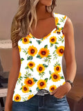 Charming Floral Print Ring Linked Tank Top - Breathable & Flowy Sleeveless Style for Spring & Summer - A Must-Have Casual Top for Fashionable Women