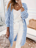 Plus Size Cozy Chic Cardigan - Soft Solid Pointelle Knitted Long Sleeve Button Up with Slight Stretch, Flattering Fit, and Versatile Style for Everyday Wear - Perfect for Casual Occasions