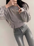 Long Sleeve Elegant Plain Color Crew Neck T-shirt, Women's Loose Top for Spring & Fall Clothing