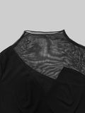 Purpdrank - Long Sleeves Skinny Asymmetric Solid Color Split-Joint High Neck T-Shirts Tops