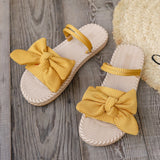 Purpdrank Casual Lightweight Slide Sandals - Women's Bowknot Decor Open Toe Flat Summer Shoes