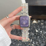 Purpdrank  1pc Elegant White Laser Resin Strap for iWatch Series 3-10, SE, 38mm-49mm, Synthetic Resin Foldover Clasp, Stylish Replacement Bracelet for Teenagers