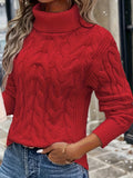 Cozy Cable Knit Turtle Neck Sweater - Women's Elegant Long Sleeve Pullovers for Fall & Winter - Soft, Warm, and Chic Clothing for Ladies