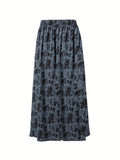 Summer Chic: Y2K Ditsy Floral High Waist Midi Skirt - Woven, Easy-Care, Durable Women's Fashion