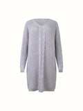 Cozy Plus Size Solid Color Cable Knitted Sweater - Women's Plus Size Sweaters for Fall & Winter - Soft, Casual, Long Sleeve Pullover with Classic Fit