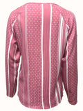 Spring/Fall Chic V-Neck Blouse: Women's Long Sleeve Casual Shirt with Trendy Polka Dot & Stripe Print, Non-Sheer & Easy-Care Fabric