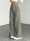 Purpdrank  Women's High-Waisted Wide-Leg Pants - Corduroy-Textured Casual Trousers with Relaxed Fit, Side Pockets & All-Season Comfort, Machine Washable Beige Trousers for Women