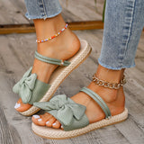 Purpdrank Casual Lightweight Slide Sandals - Women's Bowknot Decor Open Toe Flat Summer Shoes