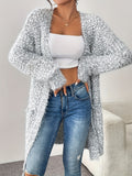 Double Pockets Elegant Long Sleeve Cardigan, Drop Shoulder For Fall & Winter, Women's Clothing