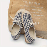 Purpdrank  Handmade Custom Artistic And Linen Style Shoes with a Fresh Checkered Design, Casual Lace-Up Flats for Women, New Craftsmanship Quality Student Shoes F09.