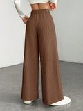 Purpdrank  Women's High-Waisted Wide-Leg Pants - Corduroy-Textured Casual Trousers with Relaxed Fit, Side Pockets & All-Season Comfort, Machine Washable Beige Trousers for Women
