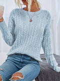 Cozy Chic Crew Neck Sweater - Pullovers - Soft Long Sleeve Knitted Top for Women, Casual Everyday Wear, Comfortable and Versatile Clothing for Ladies