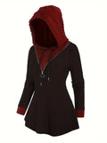 Womens Color Block Hoodie Sweatshirt - Stylish & Cozy Tunic with Drawstring Hood - Relaxed Fit Casual Wear for Everyday Comfort