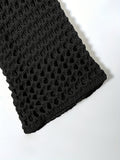Vibrant Y2K Inspired Cropped Knit Sweater - Pullovers with Crew Neck, Flared Sleeves, and Chic Black Color for Summer - Women's Fashionable Clothing for Casual Occasions