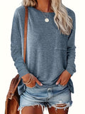 2 Pack Solid Color Long Sleeve Crew Neck T-Shirt, Casual For Spring & Fall, Women's Clothing