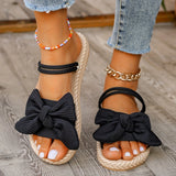 Purpdrank Casual Lightweight Slide Sandals - Women's Bowknot Decor Open Toe Flat Summer Shoes