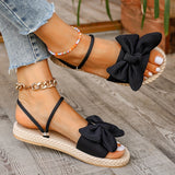 Purpdrank Casual Lightweight Slide Sandals - Women's Bowknot Decor Open Toe Flat Summer Shoes