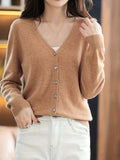 Chic Lightweight Cardigan - Womens V-Neck Button-Down, Soft Knit, Versatile for Spring & Autumn