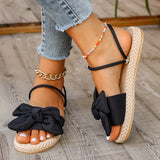 Purpdrank Casual Lightweight Slide Sandals - Women's Bowknot Decor Open Toe Flat Summer Shoes