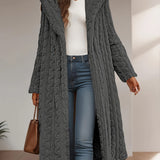 Purpdrank Cozy Plus Size Fuzzy Hooded Coat - Soft, Warm, Long Sleeve, Open Front Design for Fall & Winter - Women's Comfortable Outerwear for Curvy Figures