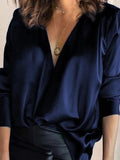 Purpdrank - Solid Color V-Neck Long Sleeves Blouse Shirt Top
