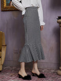 Vibrant Houndstooth Mermaid Skirt - Bodycon Slim Fit, Maxi Length, Casual Chic, Spring & Fall Essential, Womens Clothing for Confident Ladies