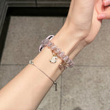 Purpdrank  Korea Cute Bling Glitter Bow Bunny Pendant Change Elastic Band + Case Compatible with for apple Watch Band Series S10 9 8 7 6 5 4 SE S10 42Mm 46Mm 38 40 41Mm 42 44 45Mm 49Mm Summer Girl Strap