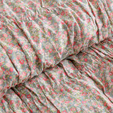 Purpdrank  Ruched Floral Duvet Cover Queen Size, 100% Cotton Farmhouse Shabby Chic Garden Bedding Sets Boho Pink Flower 3pcs Soft Comforter Cover Set with Pillowcases for All Seasons And Girls Women Room Decor