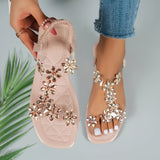 Purpdrank Womens Sparkling Rhinestone Butterfly Flat Sandals - Fashionable Open Toe Summer Shoes with Comfortable Elastic Bands - Ideal for Casual Everyday Wear