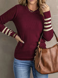 Stylish Color Block Crew Neck Sweater - Soft, Cozy, and Elegant Long Sleeve Winter Knitwear for Women - Perfect for Fall and Winter Fashion, Casual Daily Wear, and Outdoor Activities