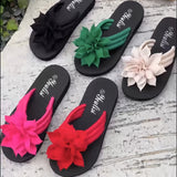 Purpdrank All-Season Floral Embellished Flip-Flops - 1pc Women'S Solid Color Slip-On Vacation Style - Fabric Upper, EVA Sole & Insole, Mid Heel