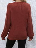 Elegant Fall/Winter Knit Sweater for Women - Cozy Long Sleeve, Crew Neck with Chic Letter Tape Detail