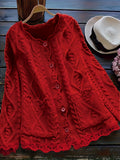 Purpdrank Plus Size Solid Color Cable Knitted Cardigan, Casual Button Front Long Sleeve Cardigan, Women's Plus Size Clothing
