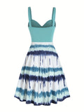 Bohemian Tie Dye Print Summer Dress - Casual, Sleeveless & Backless Design - Fashionable Womens Clothing for Stylish Warm Weather Days