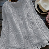 Purpdrank Plus Size Solid Color Cable Knitted Cardigan, Casual Button Front Long Sleeve Cardigan, Women's Plus Size Clothing