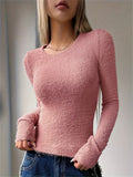 Classic Chic Crew Neck Slim Fit Pullover Sweater - Women's Long Sleeve Casual Top for Fall & Winter - Soft, Cozy, and Versatile Clothing for Everyday Wear