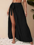 Purpdrank Women's Casual Solid Knot Side Wrap Beach Skirt, Split Thigh Cover Up, Flattering Fit for Summer Vacation