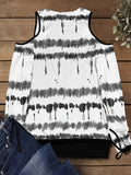 2-In-1 Stylish Tie Dye Print Drawstring T-Shirt Top - Relaxed Fit, Casual Cold Shoulder, 3/4 Sleeve, Soft Fabric, Perfect for Spring & Fall Season, Women's Fashion Clothing