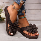 Purpdrank [Satin Flower Flat Sandals] Women's Satin Flower Flat Sandals, Stylish & Lightweight Open Toe Non-Slip Beach Flip Flops, Casual Summer Slides