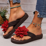 Purpdrank [Satin Flower Flat Sandals] Women's Satin Flower Flat Sandals, Stylish & Lightweight Open Toe Non-Slip Beach Flip Flops, Casual Summer Slides