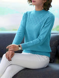 For Fall & Winter, Elegant Long Sleeve Solid Color Mock Neck Sweater, Women's Clothing