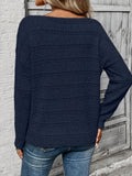 Boat Neck Drop Shoulder Pullover Sweater, Elegant Solid Color Long Sleeve Sweater For Spring & Fall, Women's Clothing