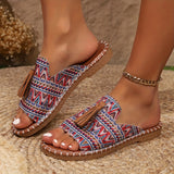 Purpdrank Boho Chic Tassel Slide Sandals - Unisex, Lightweight & Comfortable, Colorful Geometric Pattern Upper with Brown Cover Tassel, Non-Slip TPR Sole, Casual Summer Beach Shoes for Women and Men