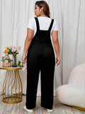 Purpdrank Casual Plus Size Sleeveless Pocket Solid Buckle Overall Jumpsuit - Women's Clothing