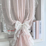 Purpdrank  2pcs Pastoral Floral Sheer Curtains, Romantic Lace Yarn Voile Drapes for Cafe, s' Room, Bedroom Decor, 59 Inches Wide